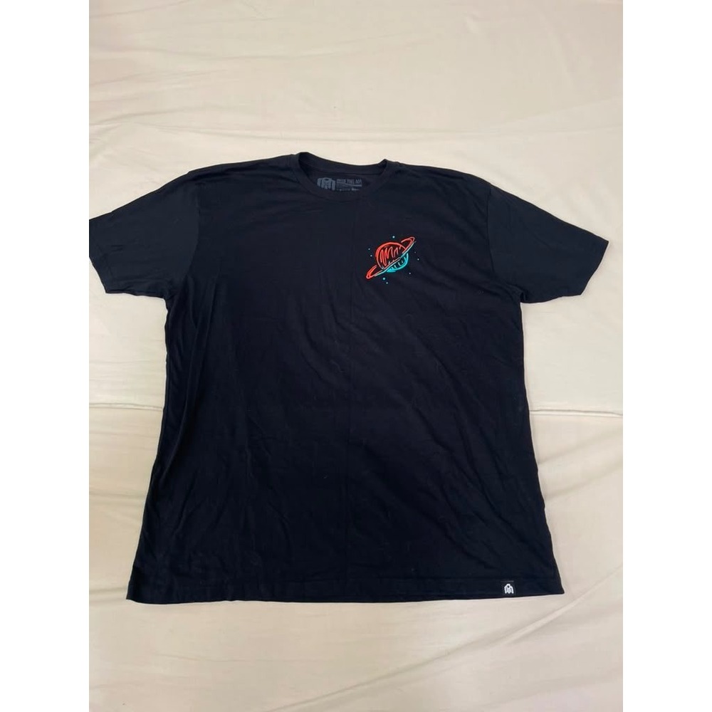 Into The AM Mens 2XL Black Astronaut Graphic Tee Shirt 3D Neon Space Design
